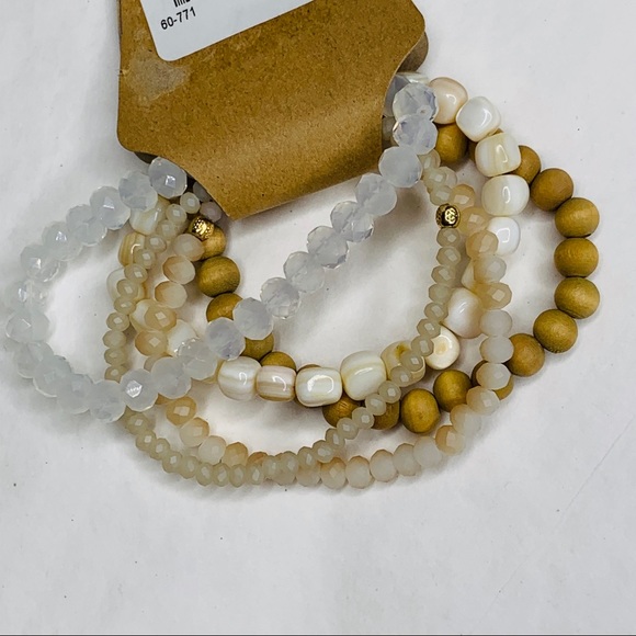 Stacking Bracelet Set Natural Colored Stone & Wood Beaded Bracelet Set - Picture 4 of 6